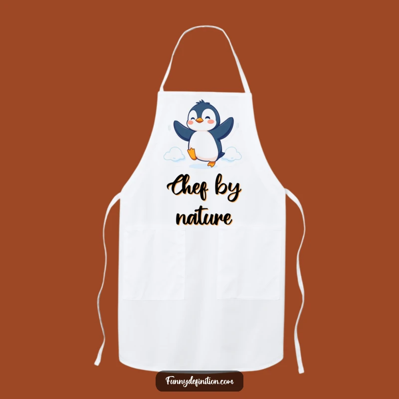 Funny Penguin Fly Apron: Determined Bird Kitchen Wear for a Hilarious Gift