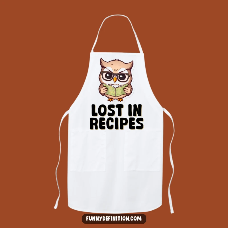 Funny Confused Owl Apron - Hilarious Kitchen Scholar for Cooking Fun Gift