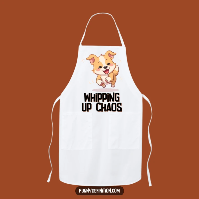 Funny Dizzy Dog Tail Chase Apron: Hilarious Kitchen Wear for Playful Cooks