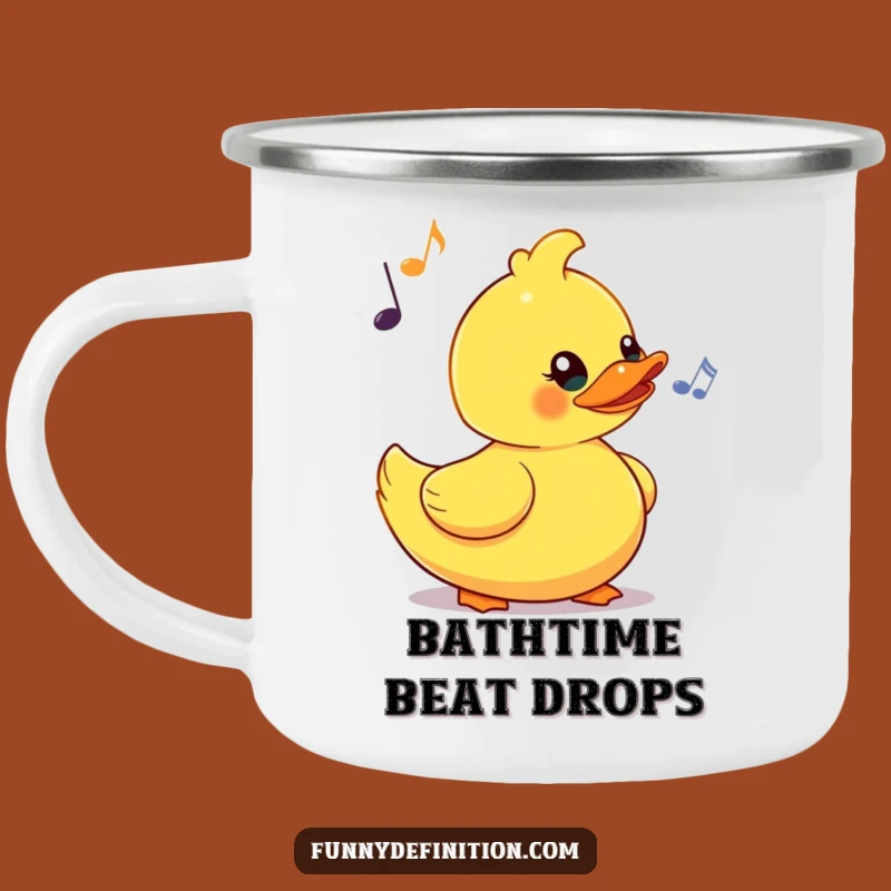 Funny Rubber Duck Bobbing Camping Mug - Bath Time Beats Outdoors