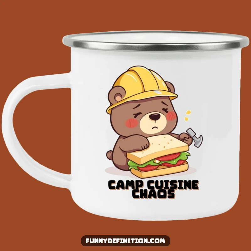 Funny Bear Building Sandwich Camping Mug - Campfire Construction Brew