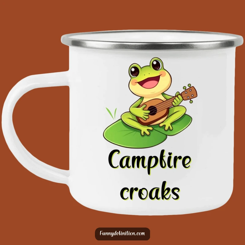 Funny Frog Ukulele Camping Mug - Adventure Tunes Gift