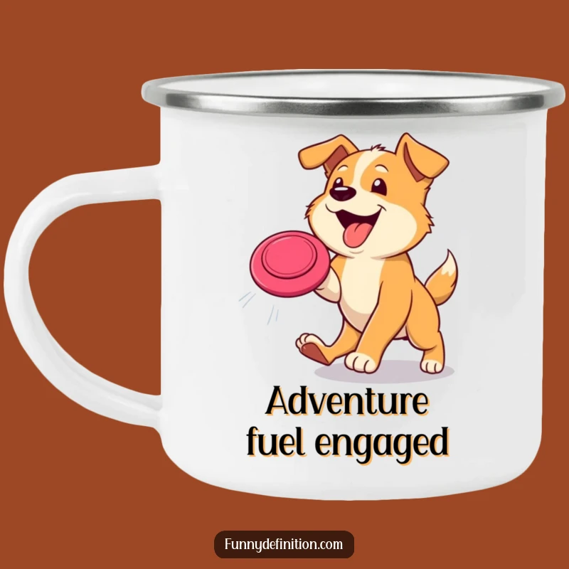 Funny Dog Frisbee Fun Camping Mug - Hilarious Outdoor Pet Gift