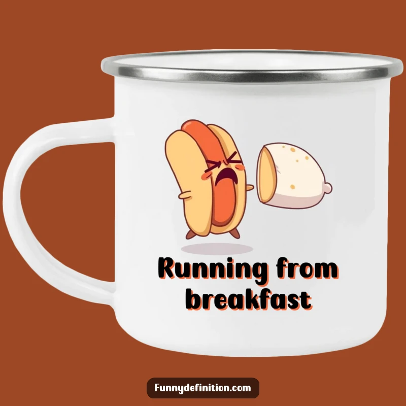 Funny Hot Dog Escape Camping Mug: Frantic Fun Outdoors