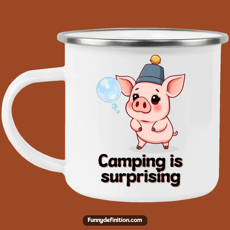 Funny Pig Hat Bubble Camping Mug - Durable Fun for Outdoors