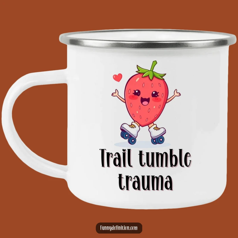 Funny Strawberry Roller Skate Trip Camping Mug: Rugged and Hilarious Outdoor Gift