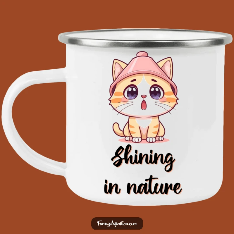 Funny Surprised Cat Lampshade Hat Camping Mug - Adventure Fuel Gift