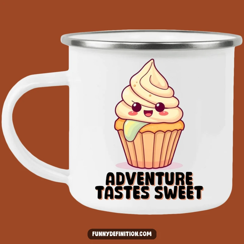 Funny Surprised Cupcake Camping Mug - Whimsical Outdoor Slide Cup Gift