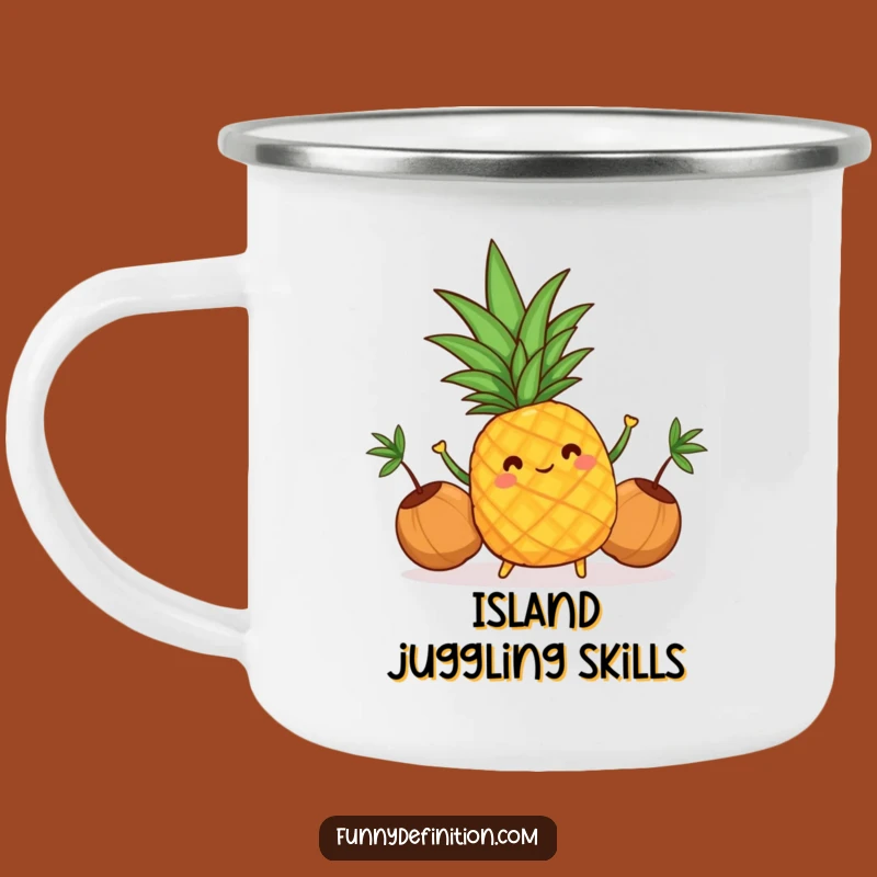 Funny Pineapple Juggling Camping Mug: Tropical Adventure Fuel