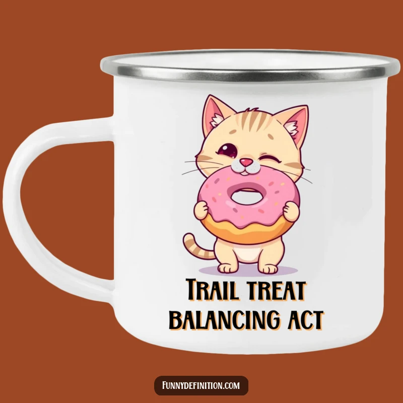 Adventure Funny Cat Camping Mug: Sip Sweetly with Donut Wobble, Ideal Funny Gift