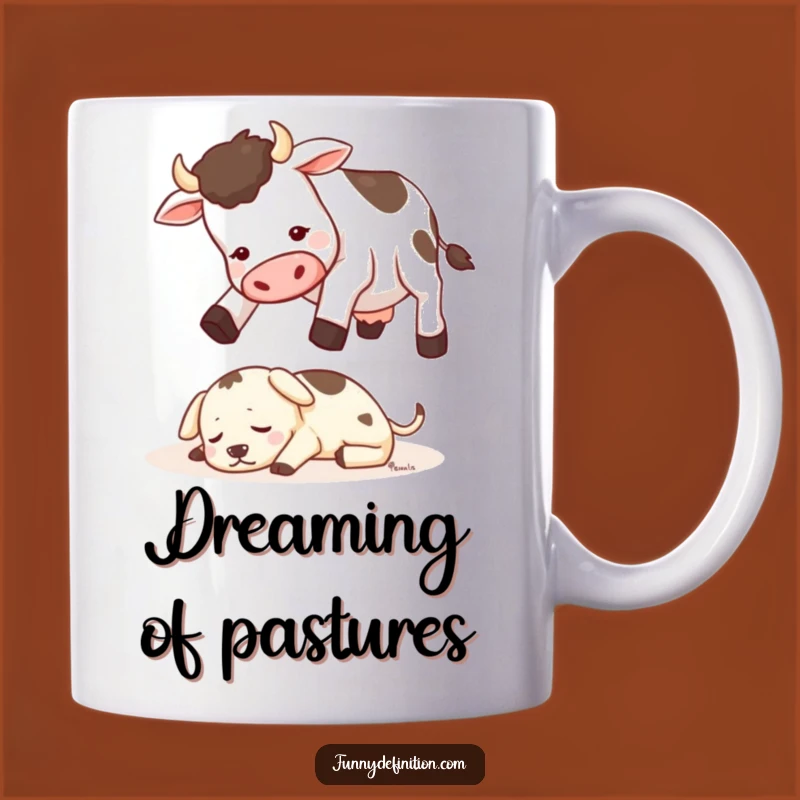 Funny Cow Jumping Dog Mug - Hilarious Farmyard Animal Humor Gift