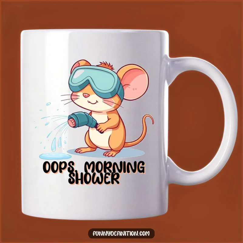 Funny Mouse Goggle Hose Mug - Hilarious Water Spray Mishap Gift
