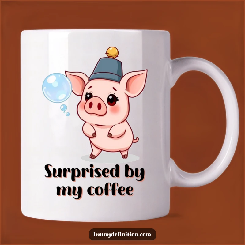 Funny Pig Hat Bubble Mug - Surprised Swine Gift for Humorous Moments