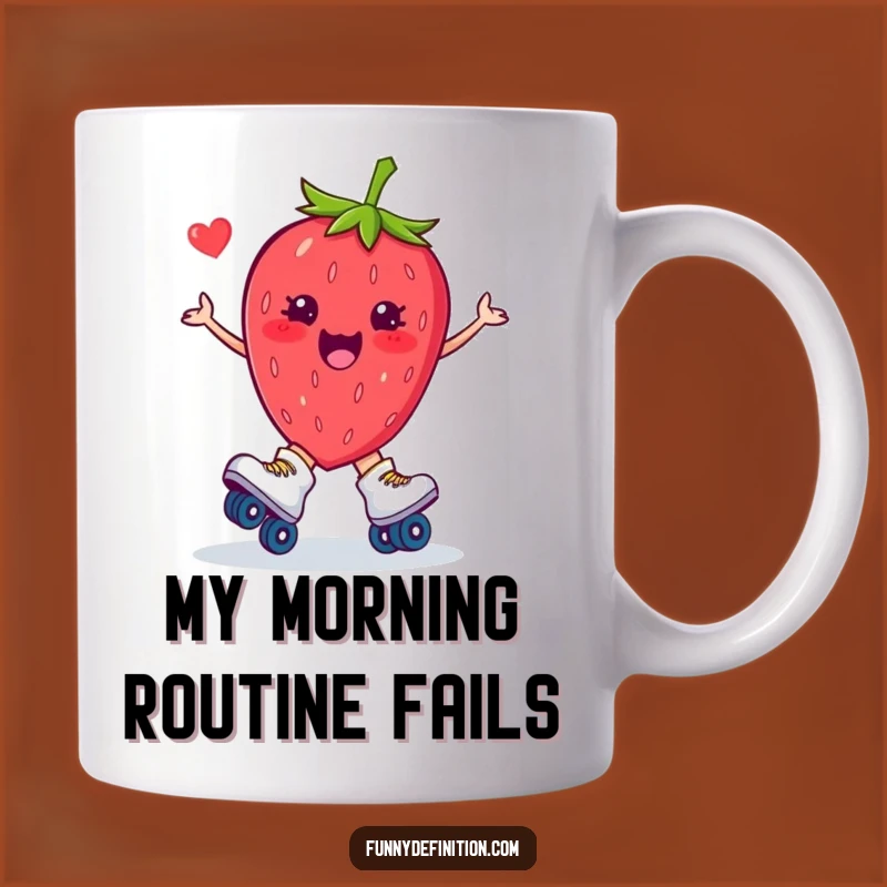 Funny Strawberry Roller Skate Trip Mug: Hilarious Cartoon Gift for Fruit Lovers
