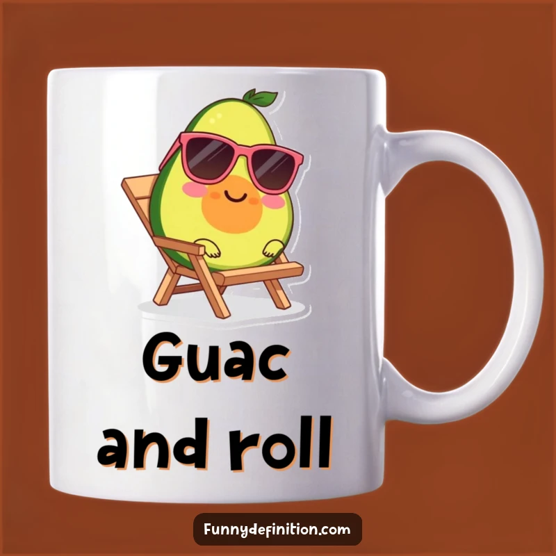 Funny Avocado Sunglasses Mug - Lounging Beach Character Relaxing Funny Gift