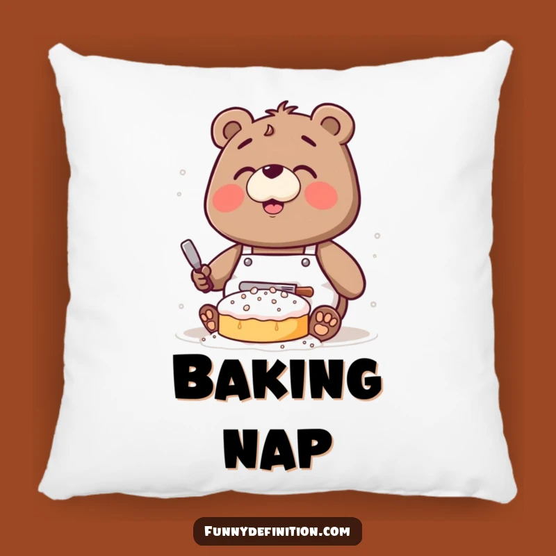Funny Bear Baking Pillow: Soft Comfort for the Aspiring Chef