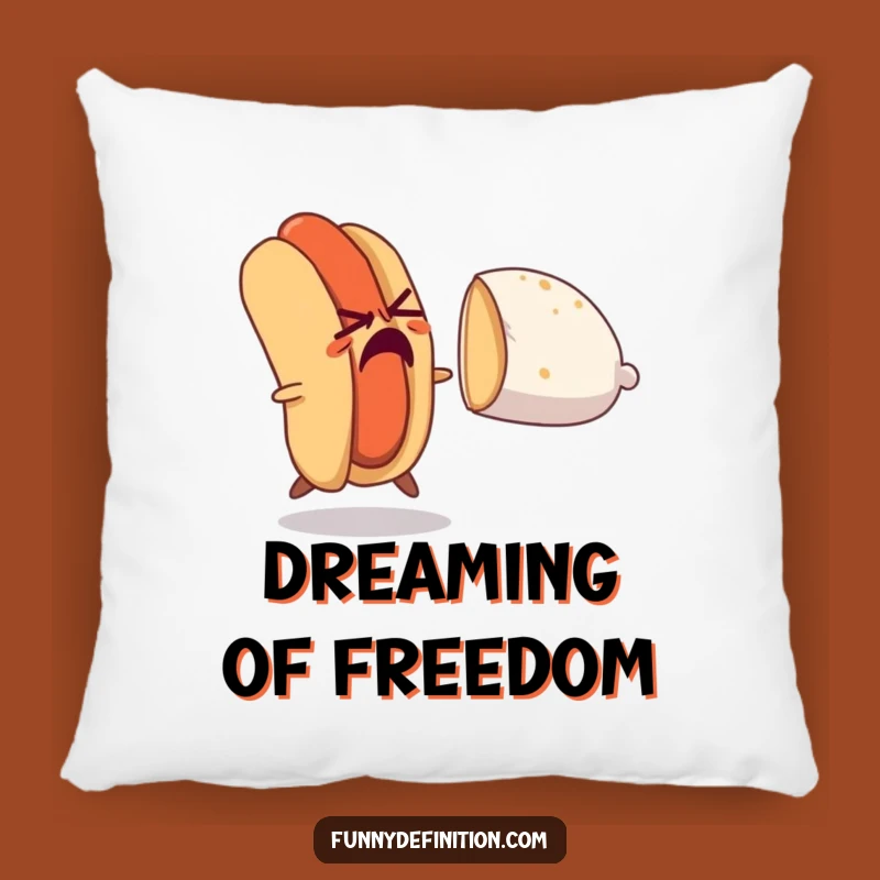 Funny Nervous Hot Dog Escape Pillow: Cozy Comfort and Foodie Fun