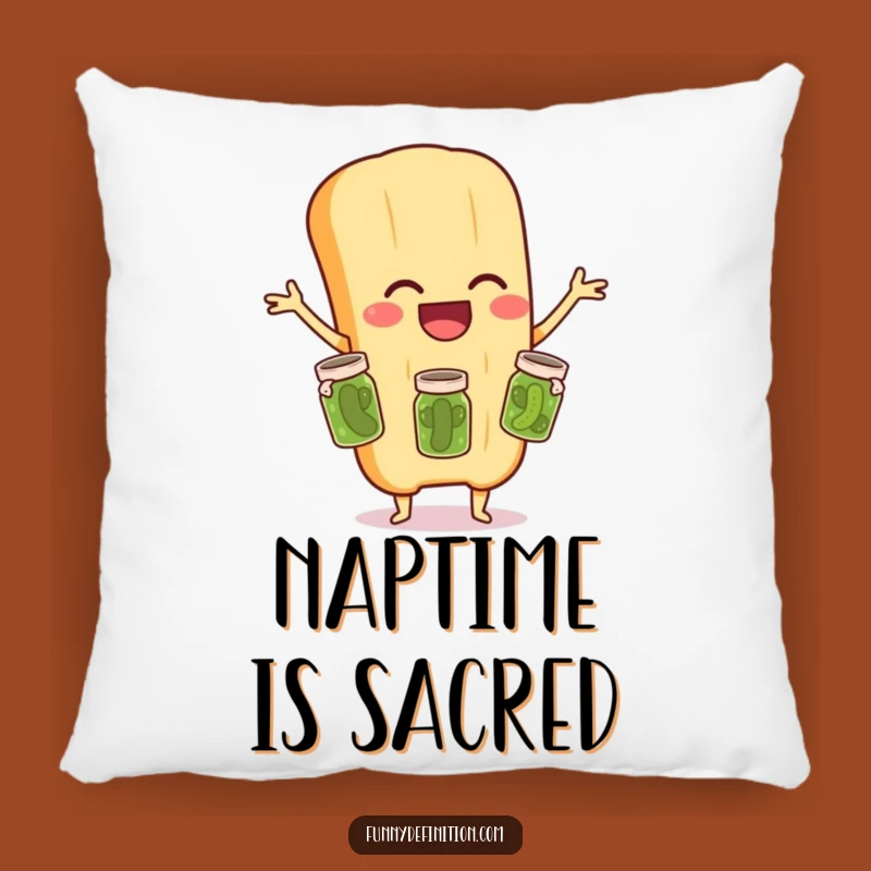 Funny Baguette Juggling Pickles Pillow: Comfy & Hilarious Accent Decor