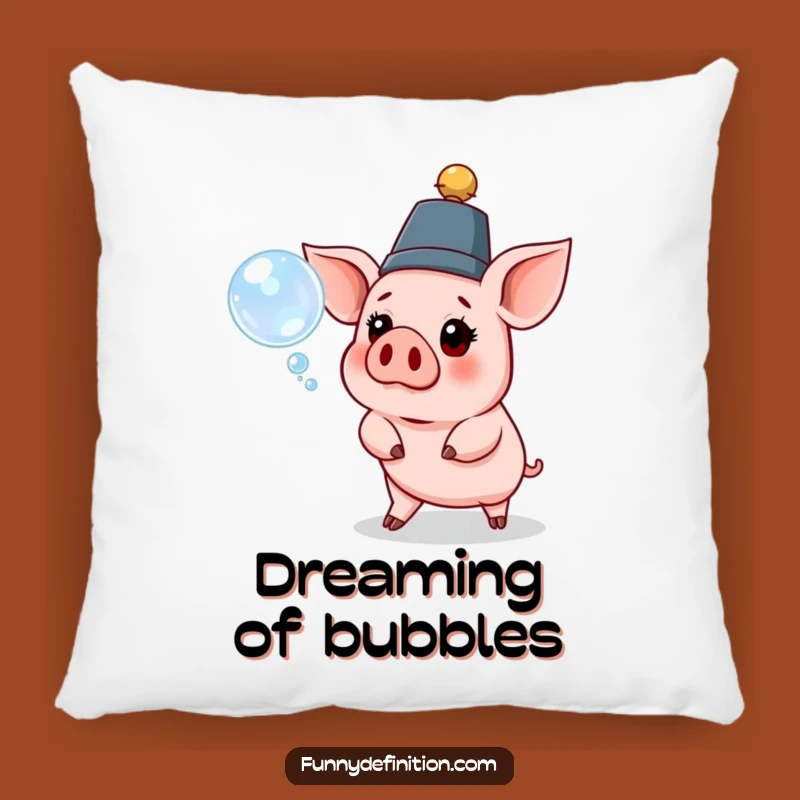 Funny Pig Hat Bubble Pillow - Cozy Accent for Playful Spaces