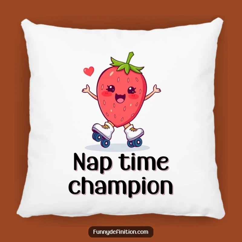 Funny Strawberry Roller Skate Trip Pillow: Comfy and Hilarious Cartoon Decor