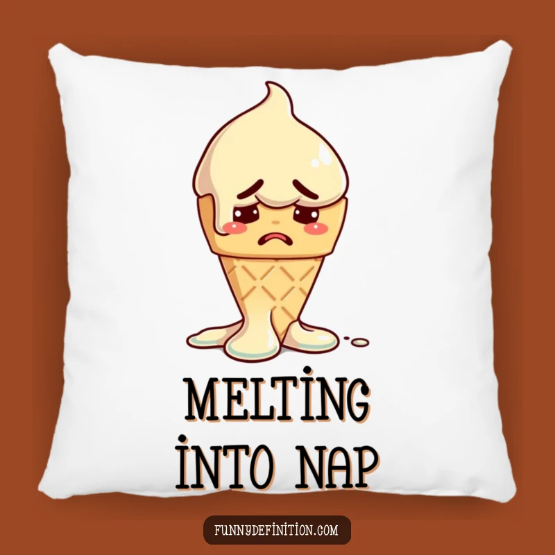 Funny Melting Ice Cream Pillow - Comfy Worried Treat Decor