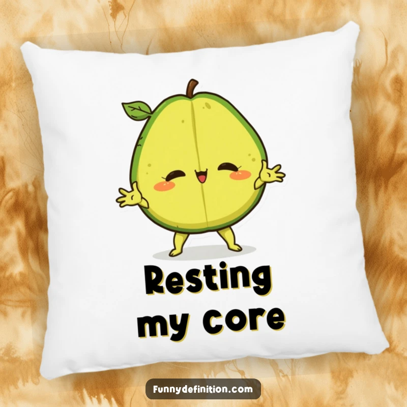 Funny Pillow featuring a confident avocado in a dramatic split, offering comfort and a humorous touch.