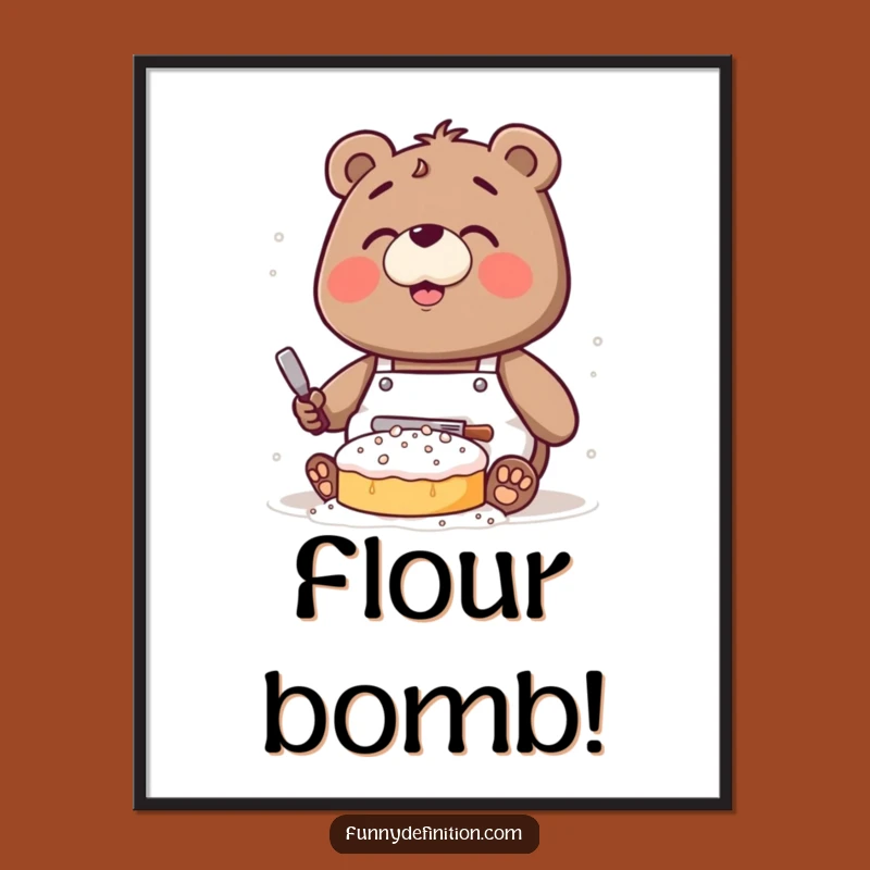 Funny Bear Baking Digital Art: Clumsy Chef's Floury Masterpiece