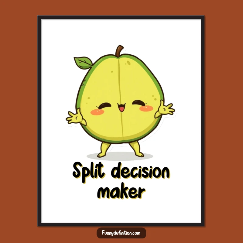 Funny Avocado Split Digital Print: Confident Fruit Wall Art for a Hilarious Gift