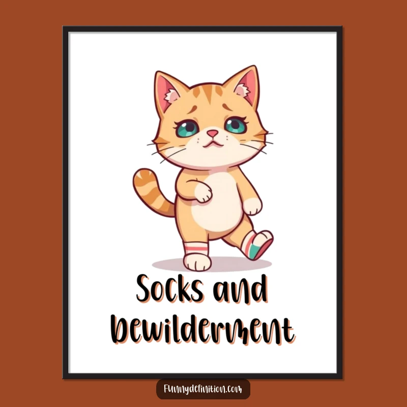 Funny Cat Socks Digital Art: Instant Whimsy for Your Walls Gift