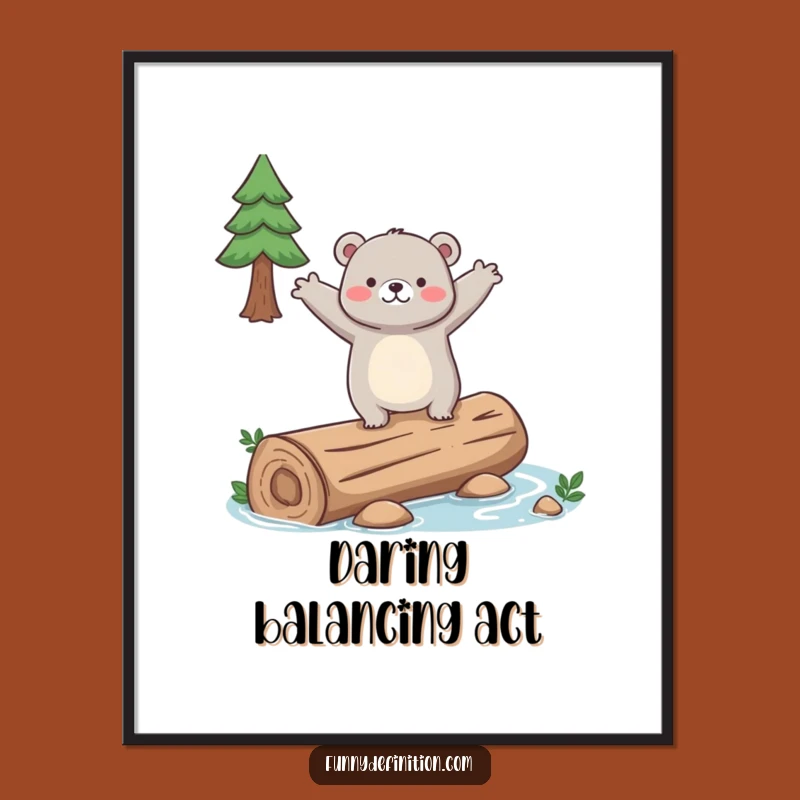 Funny Clumsy Bear Digital Print - Instant Hilarious Wall Decor