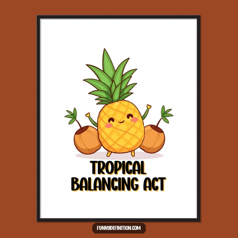 Funny Pineapple Juggling Digital Art: Instant Tropical Fun Download