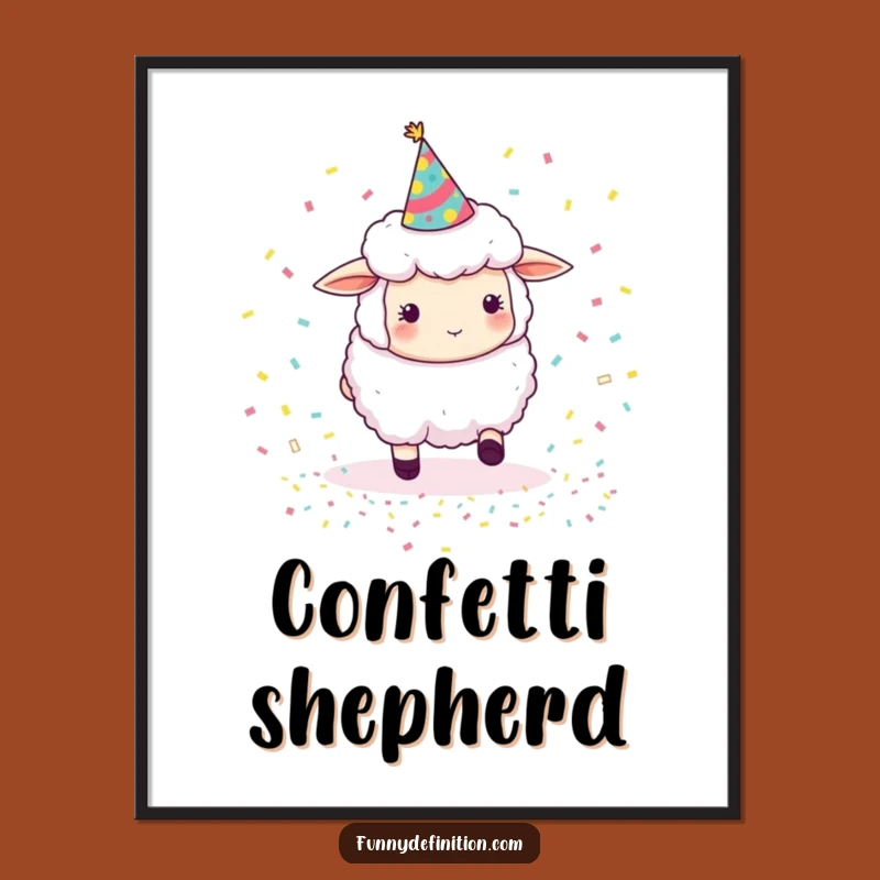 Funny Sheep Herding Confetti Digital Print: Instant Humorous Wall Art