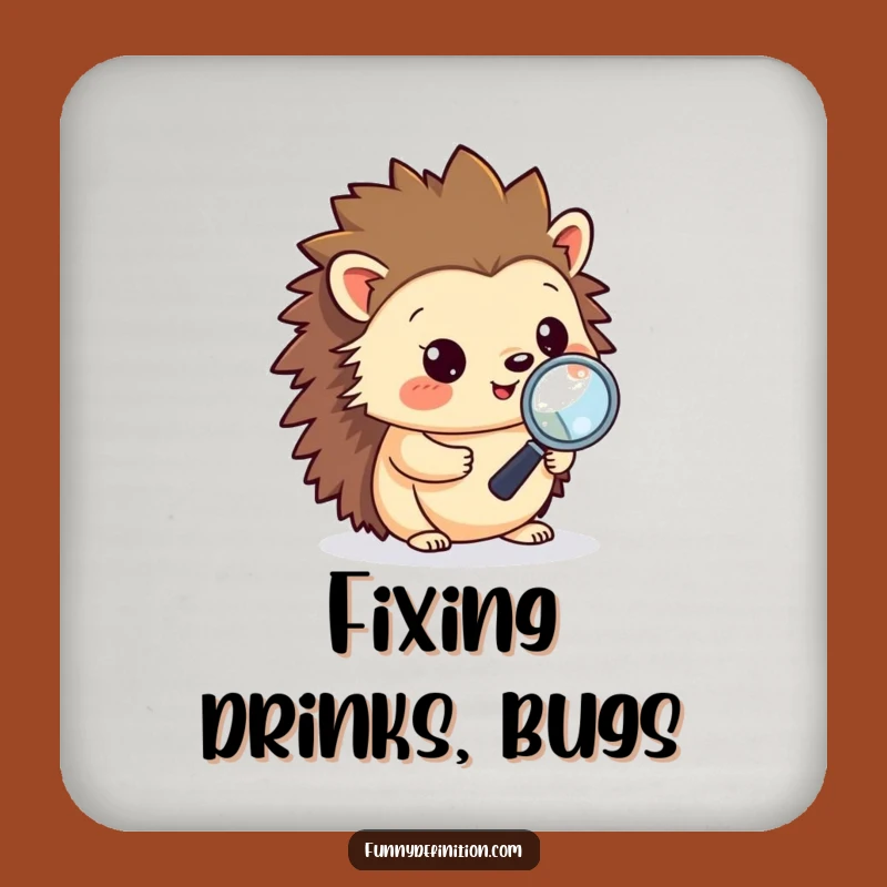Funny Hedgehog Debugging Coaster - Hilarious Programmer Table Gift