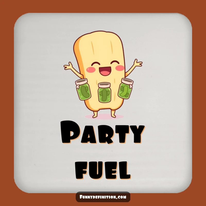 Funny Baguette Juggling Pickles Coaster: Protect Surfaces With Humor