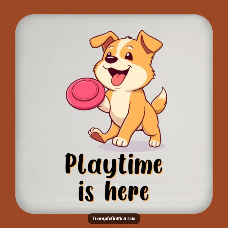 Funny Dog Frisbee Chase Coaster - Hilarious Drink Protector Gift