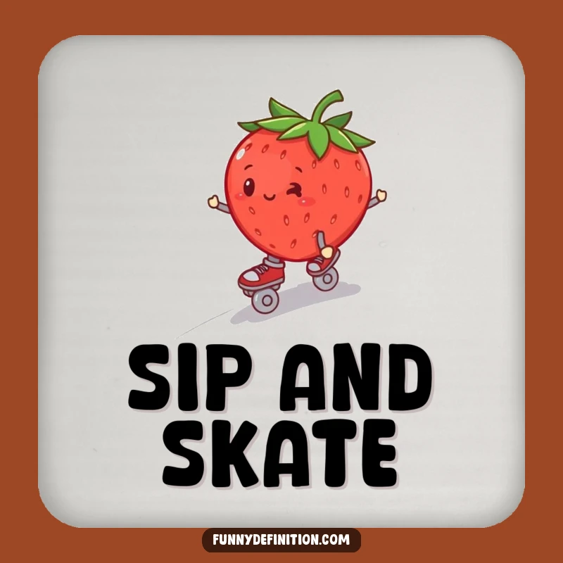 Funny Strawberry Roller Skate Coaster - Protect Surfaces with Wobbly Charm, Funny Gift