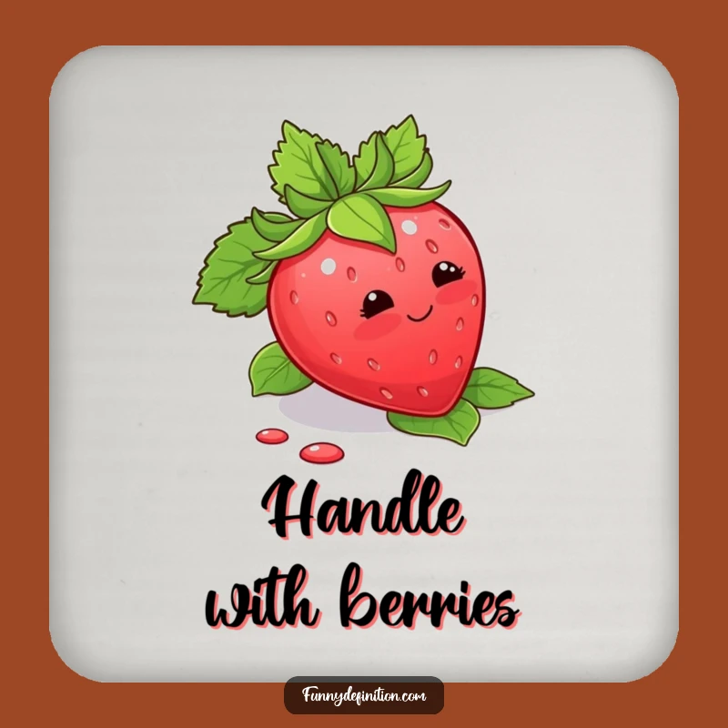 Funny Strawberry Trip Coaster: Blushing Fruit Protector for a Hilarious Gift