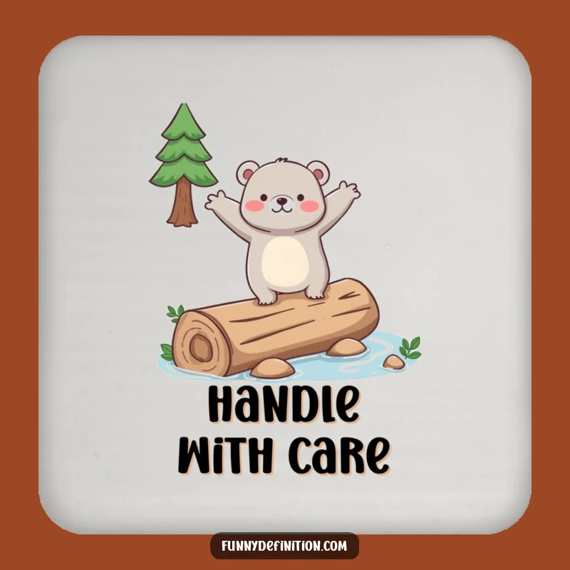Funny Clumsy Bear Coaster - Protect Surfaces with Humor