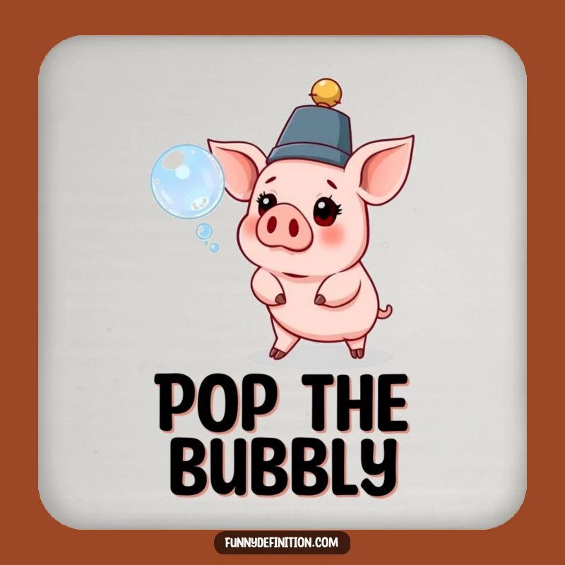 Funny Pig Hat Bubble Drink Coaster - Protect Surfaces with Whimsical Charm