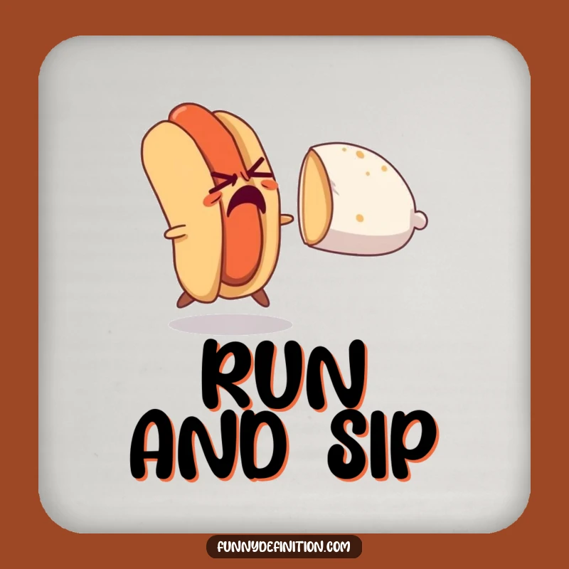 Funny Hot Dog Escape Coaster: Protect Surfaces with Humor