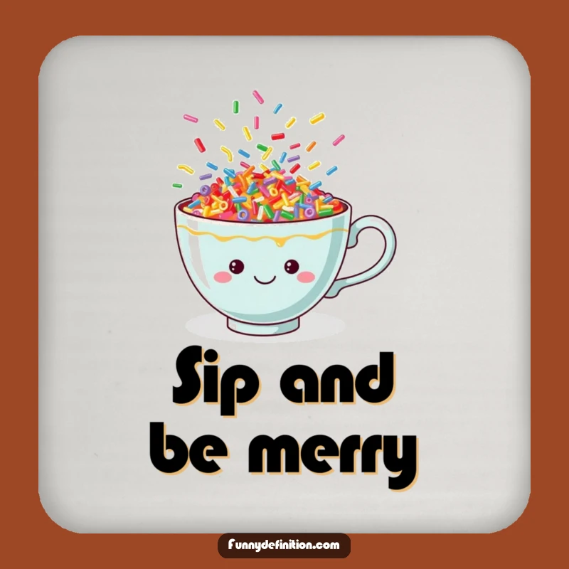 Funny Sprinkle Teacup Drink Coaster: Protect Surfaces with Cheerful, Colorful Art