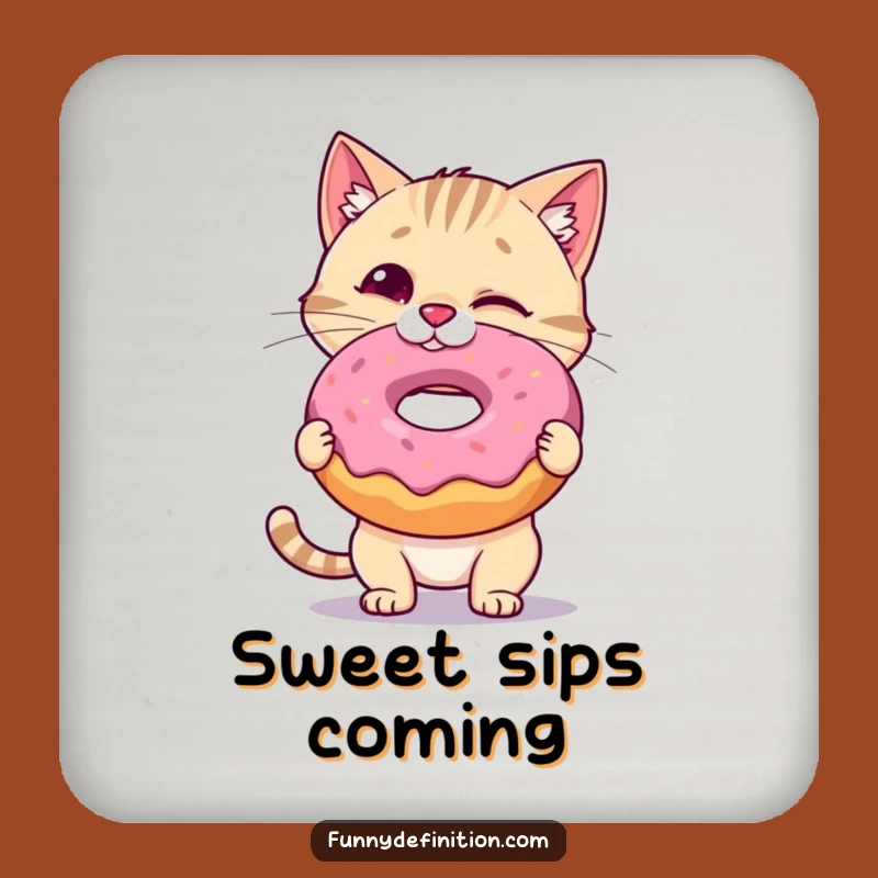 Funny Cat Donut Coasters: Protect Surfaces with Sweet Wobble, Set of Funny Gifts