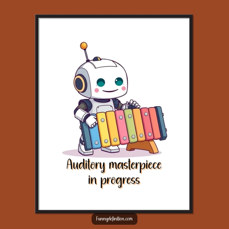 Vibrant Funny Robot Xylophone Poster: Brighten Your Walls with Musical Joy, Perfect Funny Gift