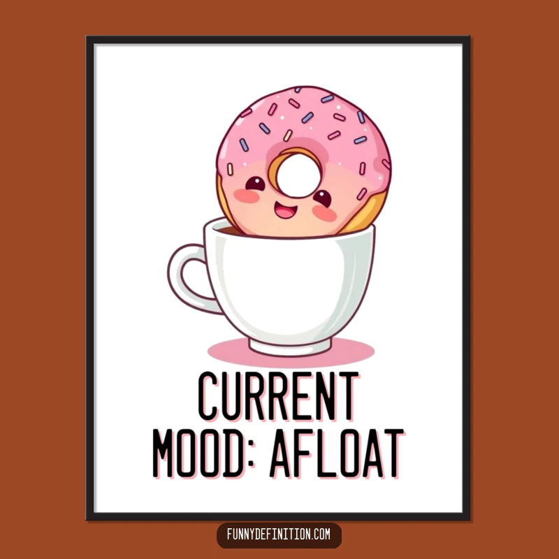 Funny Giggling Donut Poster: Brighten Your Space with Coffee-Inspired Humor