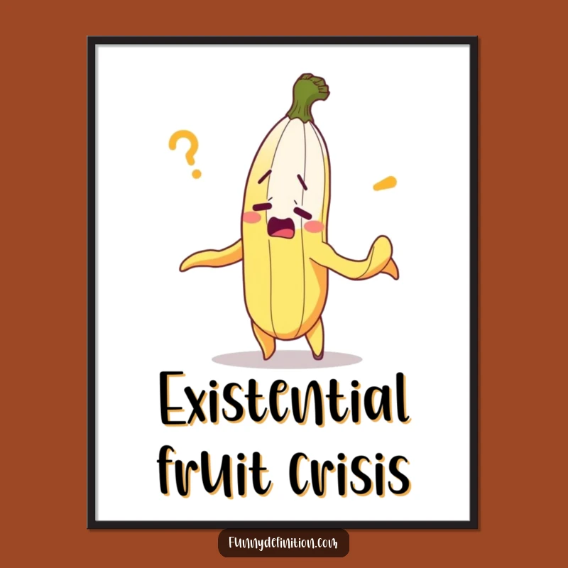 Funny Bewildered Banana Poster - Hilarious Peel-Self Confusion Art Print for Walls