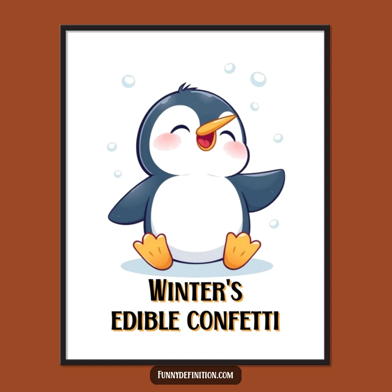 Funny Penguin Snowflake Art - Hilarious Winter Wall Decor & Gift