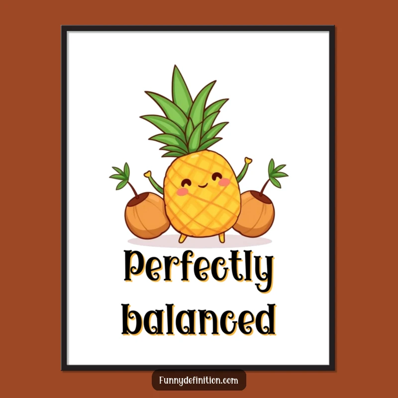 Funny Pineapple Juggling Poster: Tropical Cartoon Wall Art for Bright Spaces