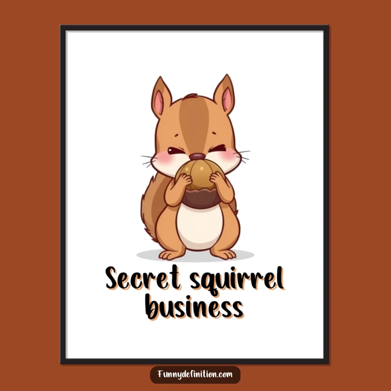 Funny Nervous Squirrel Poster - Hilarious Hoarder Wall Art