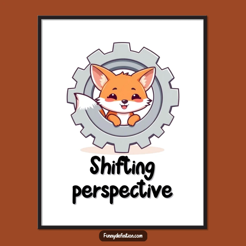 Funny Fox Gear Poster - Clever Mechanical Wall Art Print Gift