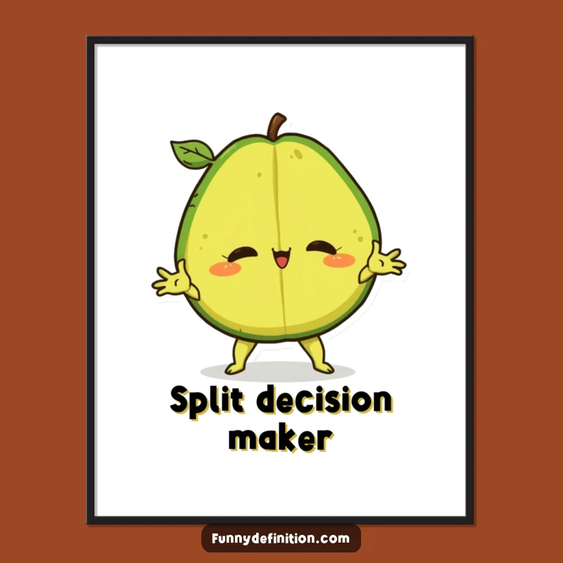Funny Avocado Split Poster: Vibrant Confident Fruit Art for a Hilarious Gift